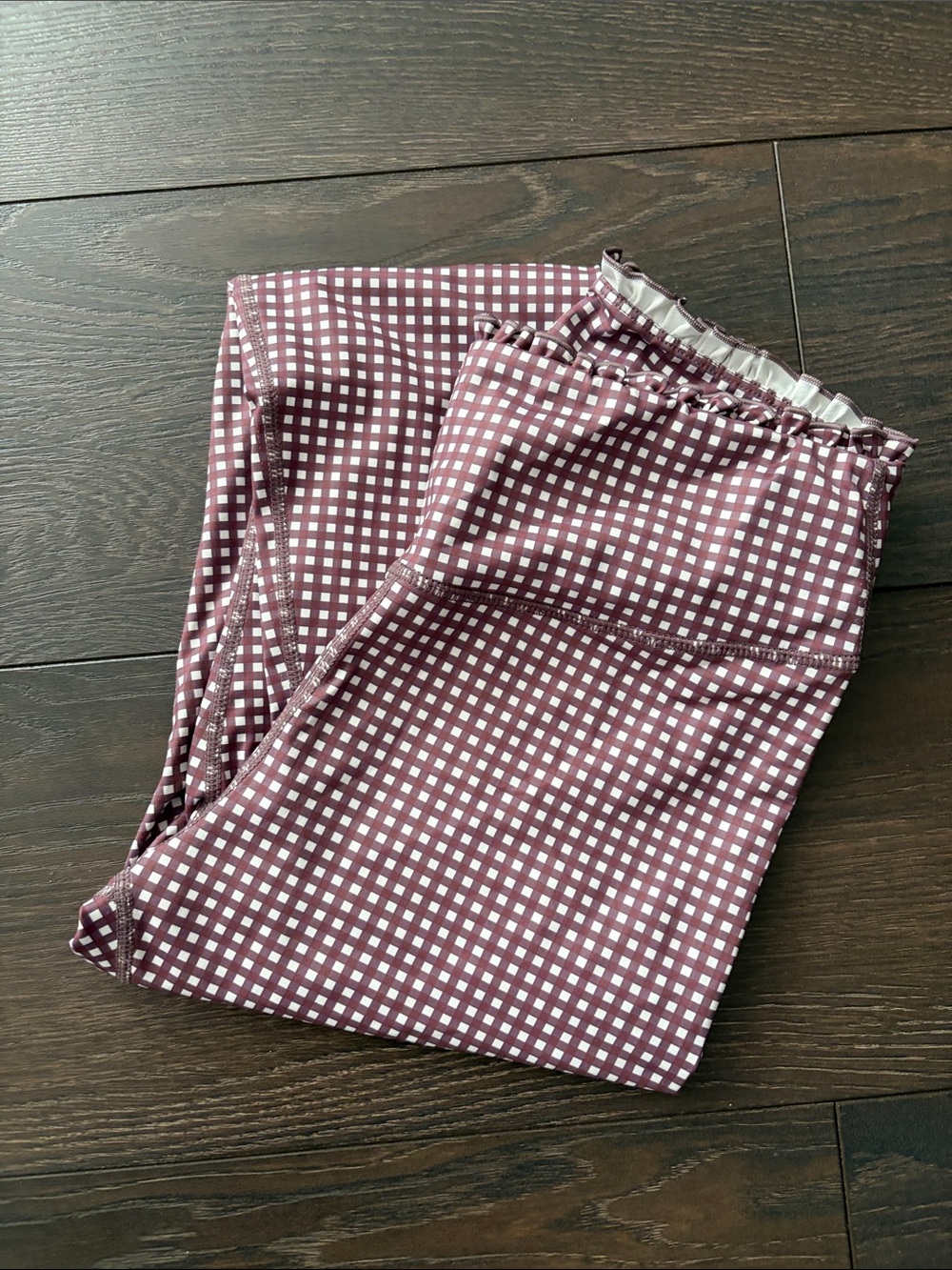 Ruffle Trim/Buffalo Plaid Athletic Legging
